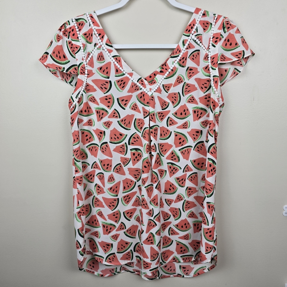 | Anthropologie | Maeve Watermelon Print Top Size 4